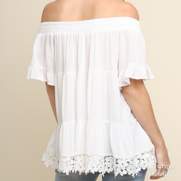 ❤LAST ONE L❤Off shoulder floral lace white top - Picture 6 of 8